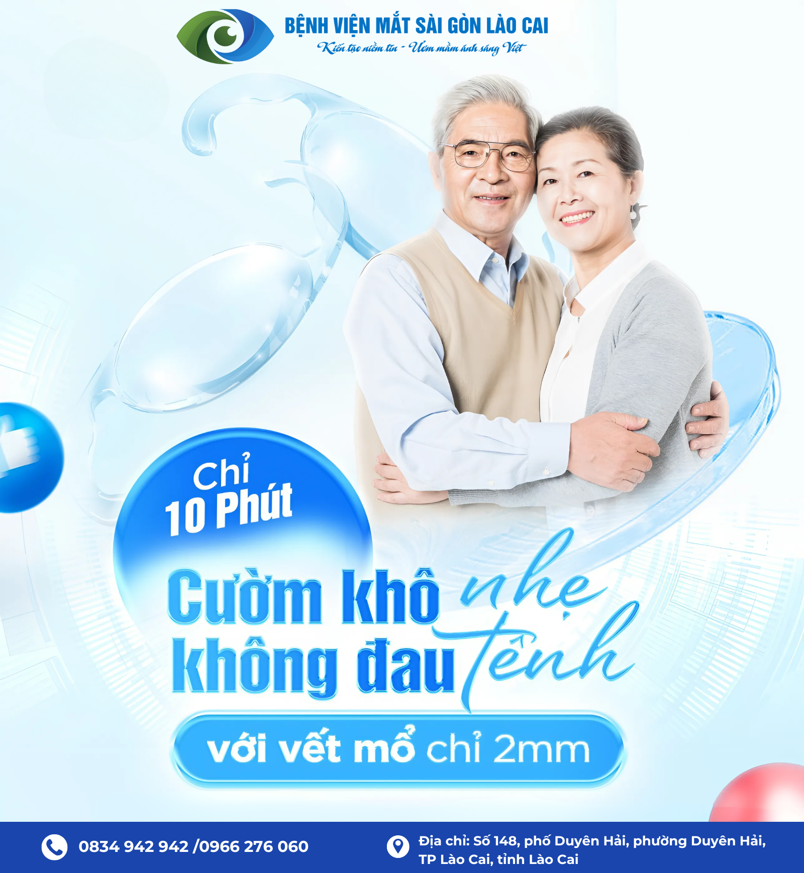 PHẪU THUẬT CƯỜM KHÔ NHẸ TÊNH – VẾT MỔ CHỈ 2-3MM, KHÔNG ĐAU – KHÔNG KHÂU – XUẤT VIỆN TRONG NGÀY