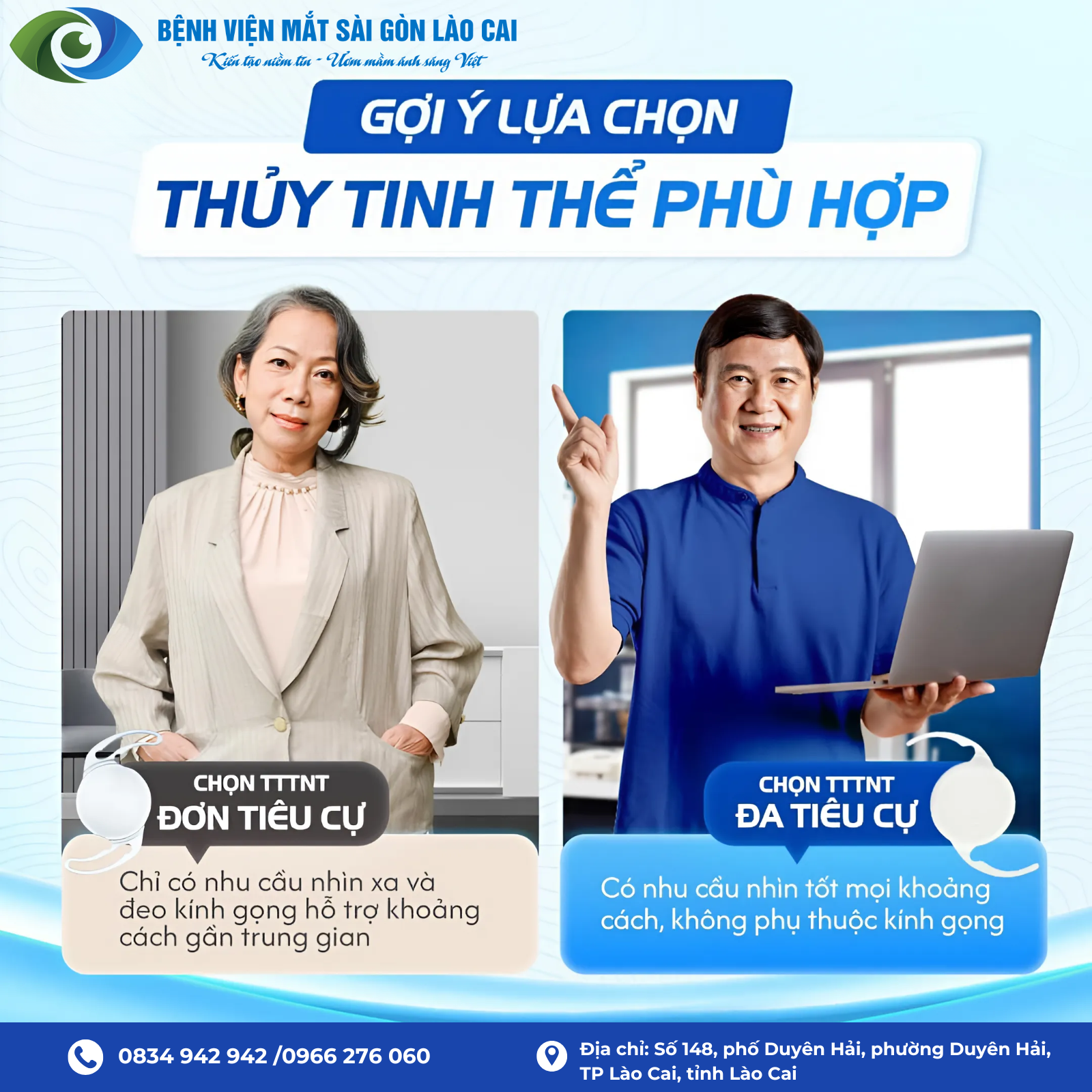 Gợi ý lựa chọn thủy tinh thể nhân tạo: Nên chọn đơn tiêu cự hay đa tiêu cự?